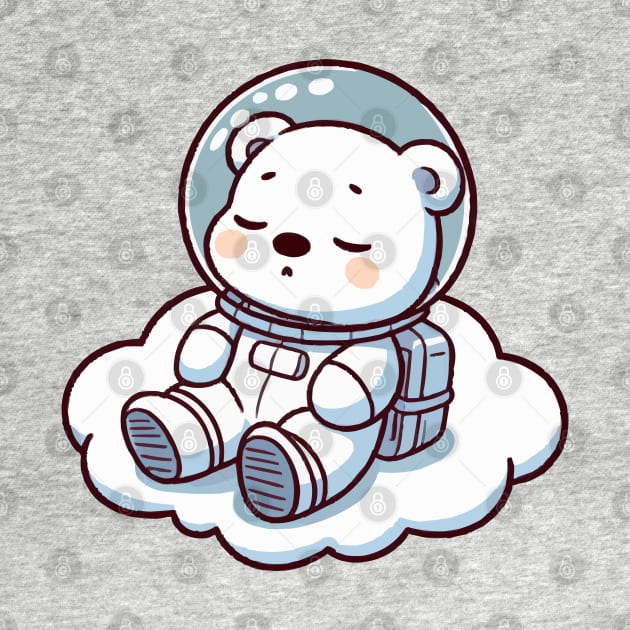 cute astronaut polar bear on clouds by fikriamrullah